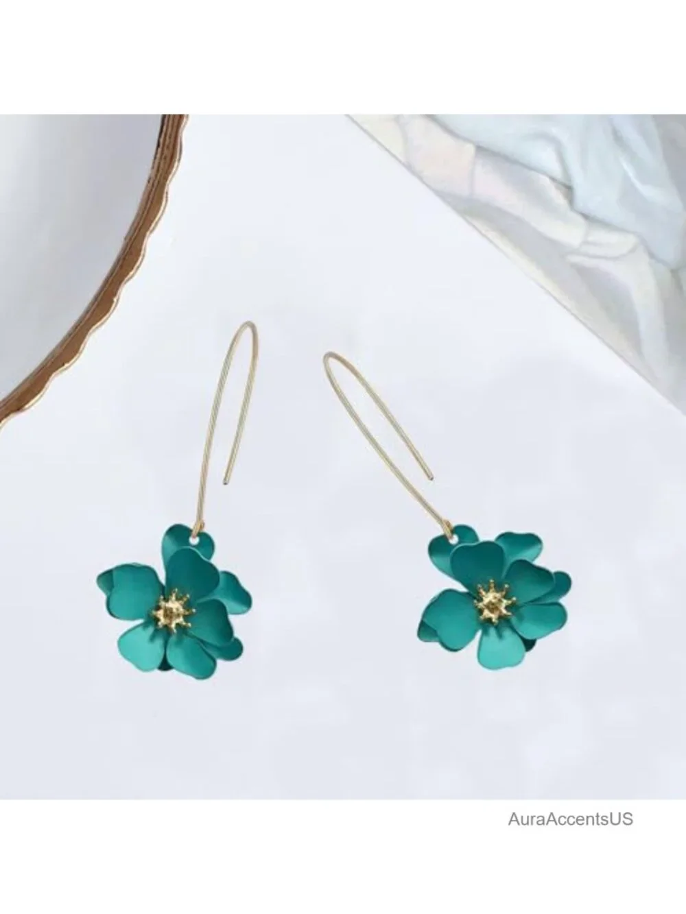 Bohemian Matte Flower Dangle Earrings for Women Stainless Steel Statement